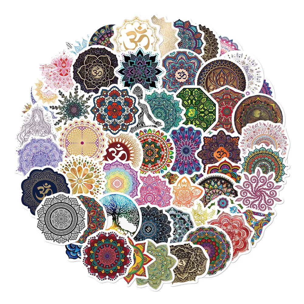 

10/30/50PCS Cartoon Mandala Flower Personality Creative Sticker Desk Guitar Computer Refrigerator Car WaterproofStickerWholesale