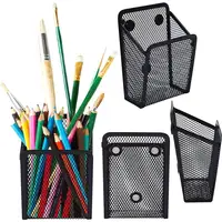 Pencil Holder Black Mesh Basket Metal Wire Writing Utensil Organizer Mesh Pen Case for Desk Cabinet Kitchen Whiteboard Pen 2