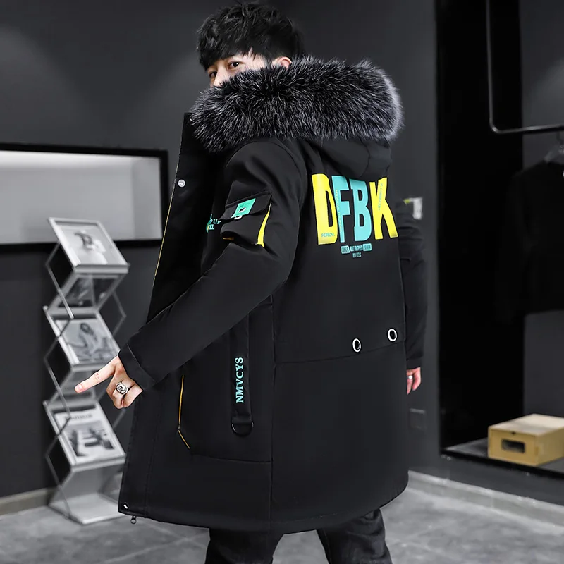 Winter Men Jackets Hip Hop Long Hooded Trench Coat Men Winter Streetwear Casual Jacket Men's Windbreaker