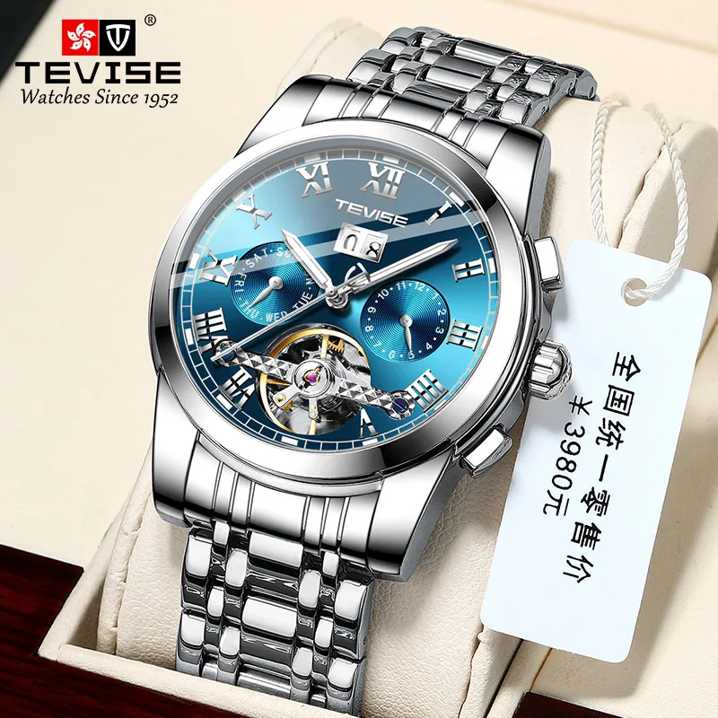 

Binger For Mens Automatic Watch Casual Skeleton Flywheel Wristwatch Crystal Steel Case Auto Date Week Relogio Masculino Zegarek