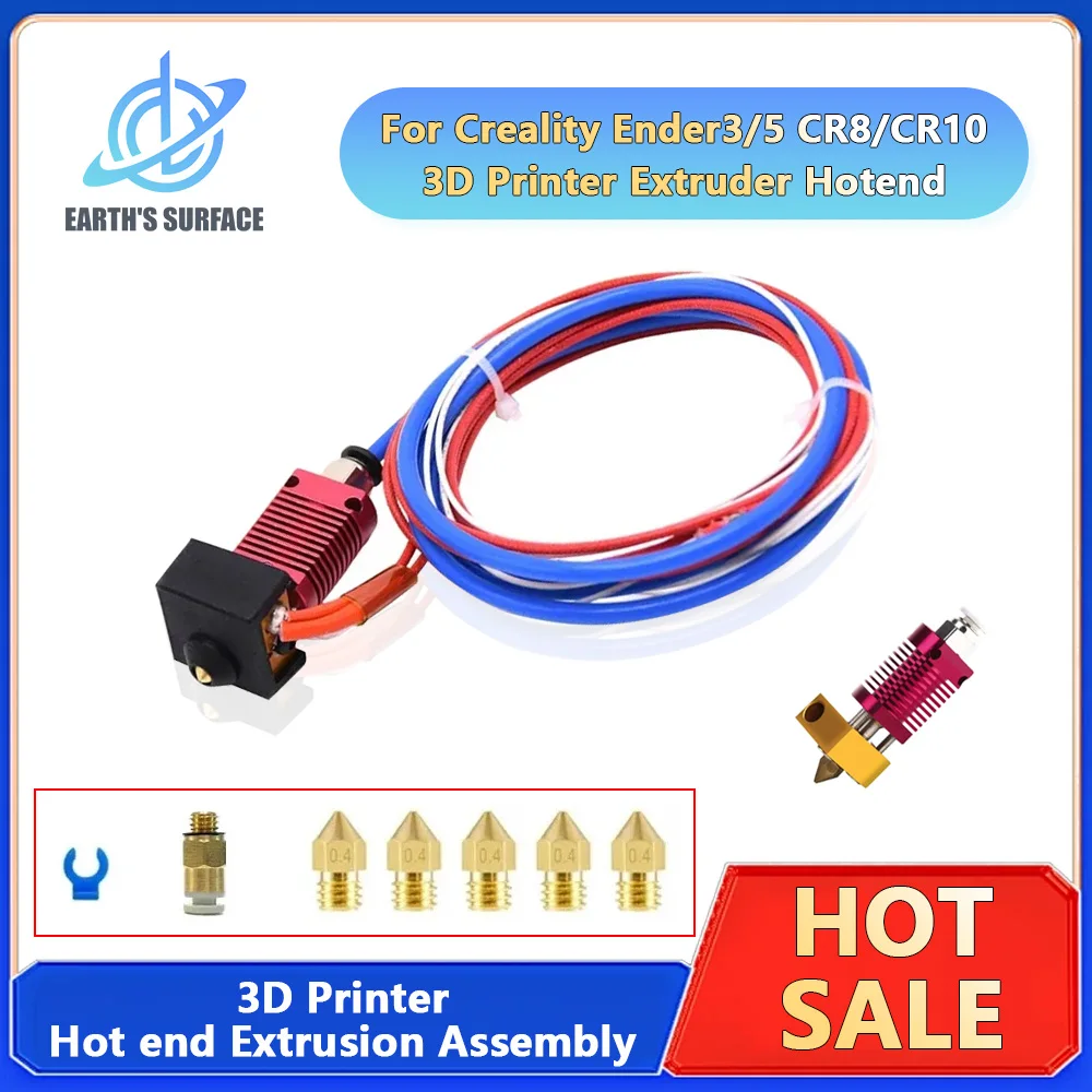 3D-Drucker Ender 3 Metall J-Kopf CR10 MK8 Hotend Extruder Kit Wärmeblock Düse Heizung Thermistor für CR10s Pro Ender 3 V2 Ender 5
