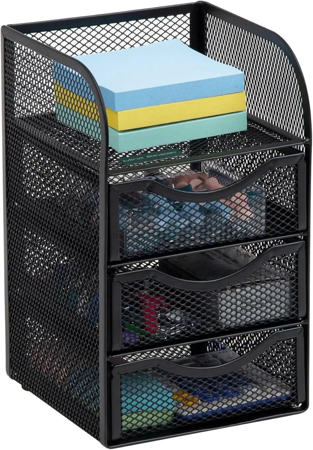 Desktop Accessory , Desk Supplies, Organizer Office, Metal Mesh, 6.25" L W x 6.5" H, Black
