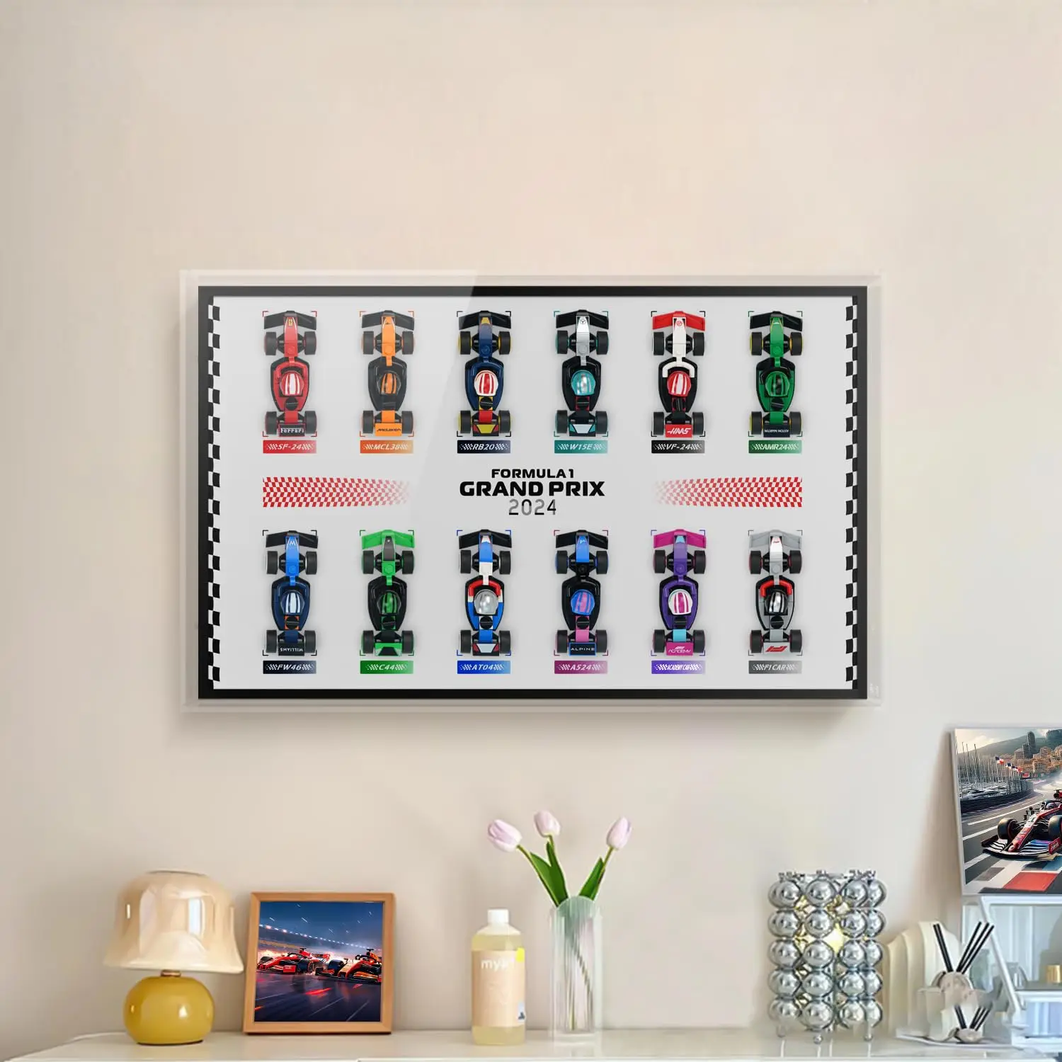 Cadre Blanc F1 Pour 12 Minifigures Lego Série 71049 – Display Collection Formula 1
