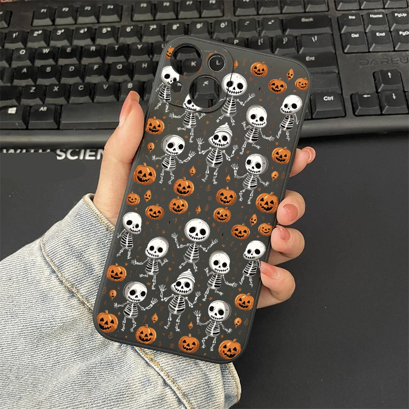 Adorable Cartoon Ghost & Pumpkin Silicone Phone Case - Halloween Edition