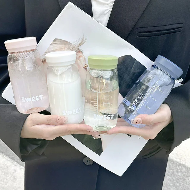 250ml Mini Water Bottle Shaker With Filter Time Marker Cute Plastic Coffee Tea Matcha Water Cup Portable Drink Bottle BPA Free 2