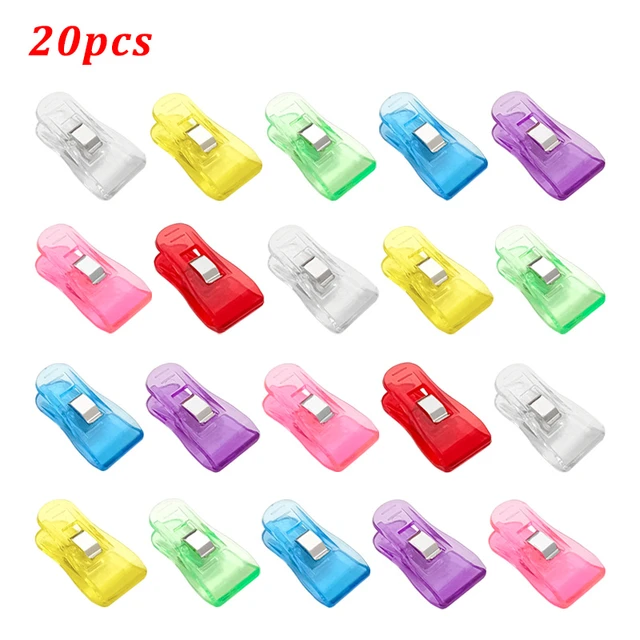 MIUSIE 20 PCS Fabric Clips Garment Clip Plastic Clips Colorful Sewing Clips  For Patchwork Decoration Clamp Clothes