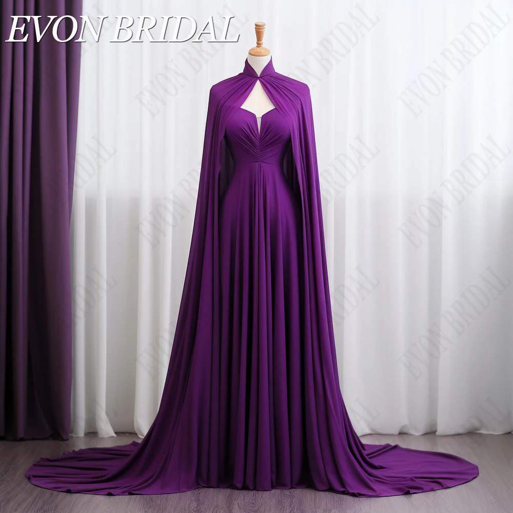 

EVON BRIDAL Saudi Arabia Purple Evening Dresses With Cape 2024 Elegant Women Chiffon Formal Party Gowns فساتين السهرة Custom