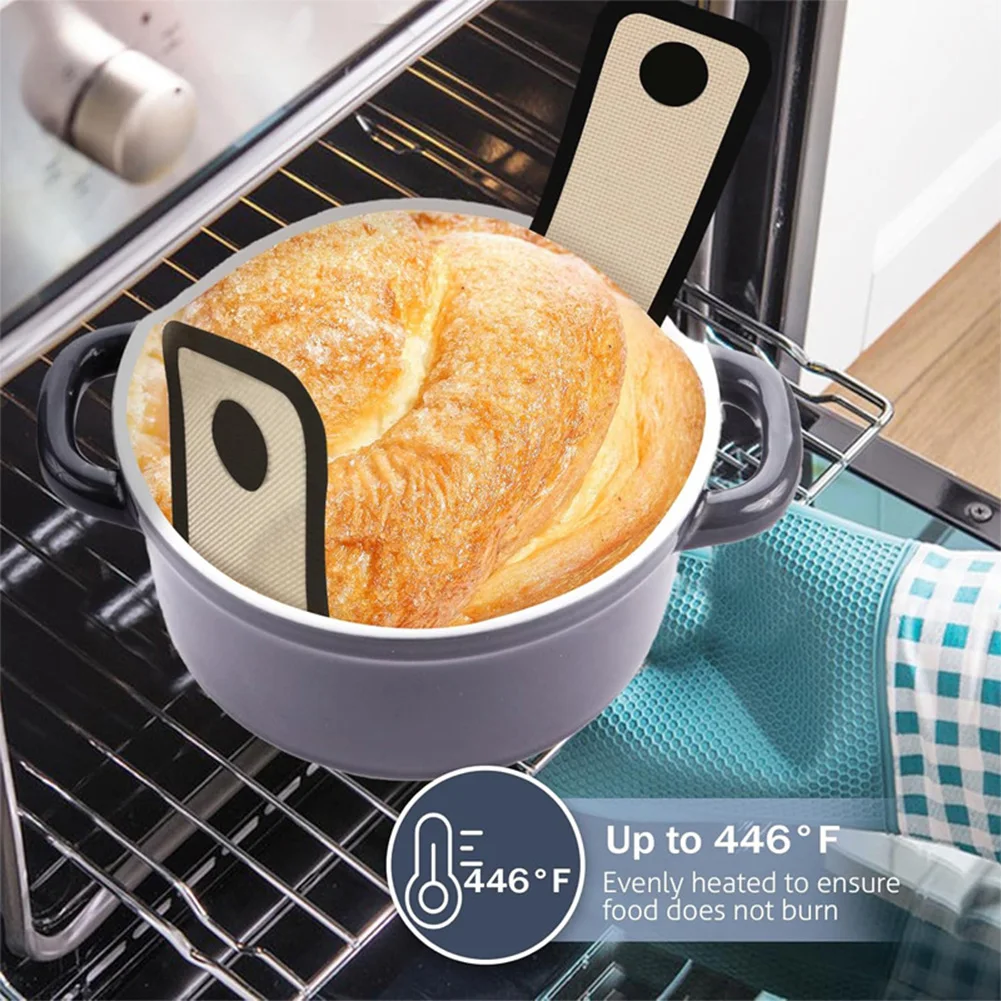 2Pcs Bread Baking Mat Reusable Non-Stick Dutch Oven Easy To Clean Bread Long Handles Sling Bakery Supplies silicone baking mat