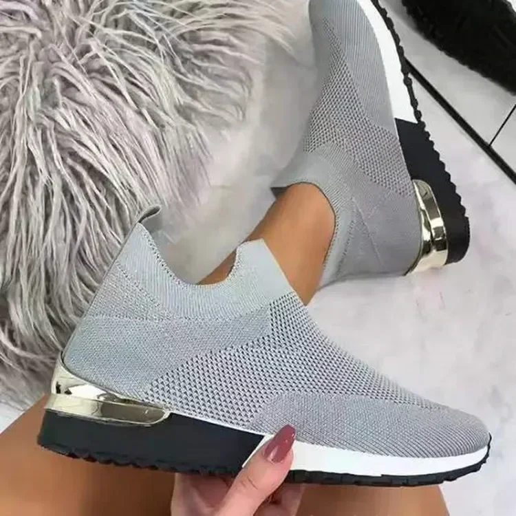 Women Casual Sneakers Slip on Flat Mesh Platform Shoes