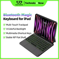 GOOJODOQ Bluetooth Magic Keyboard for iPad Pro 11 Air 11 M3/M2 Pro 12.9 Pro 13 iPad A16 10th Gen Flat Shaft Multi-Touch Trackpad