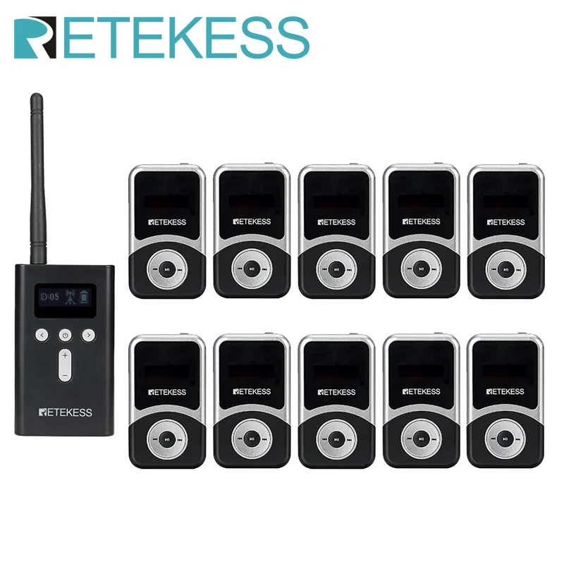 

Retekess T130S 1 Transmitter + 10 Receivers Wireless Tour Guide System For Excursion Church Translator Meeting Museum Factory