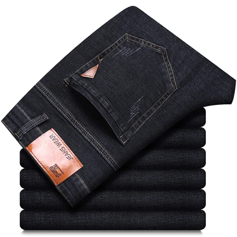 Men Fashion Straight Jeans Men 2024 New Stretch Slim Fit Pants Comfortable Soft Business Denim Trousers Male Brand Clothing 2