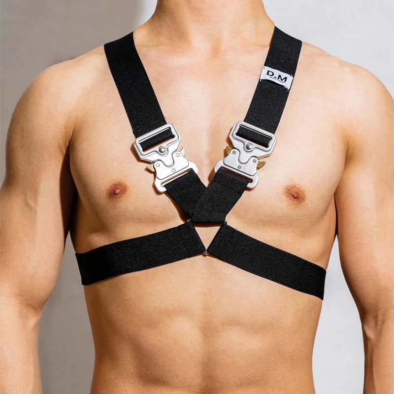 

Мужские эластичные нагрудные ремни, сексуальные Наплечные ремни, повязки для бара, ночного клуба, DJ, DS, Одежда для танцев на шесте, сценическая рейва, Клубная одежда XS6876