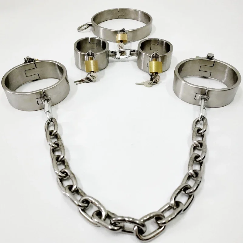 

Metal BDSM Locks Neck Collar Hand Ankle Cuffs Adult Games Slave Restraints Adult Toys Sex Game for Couples Feet Fetish Handcuffs