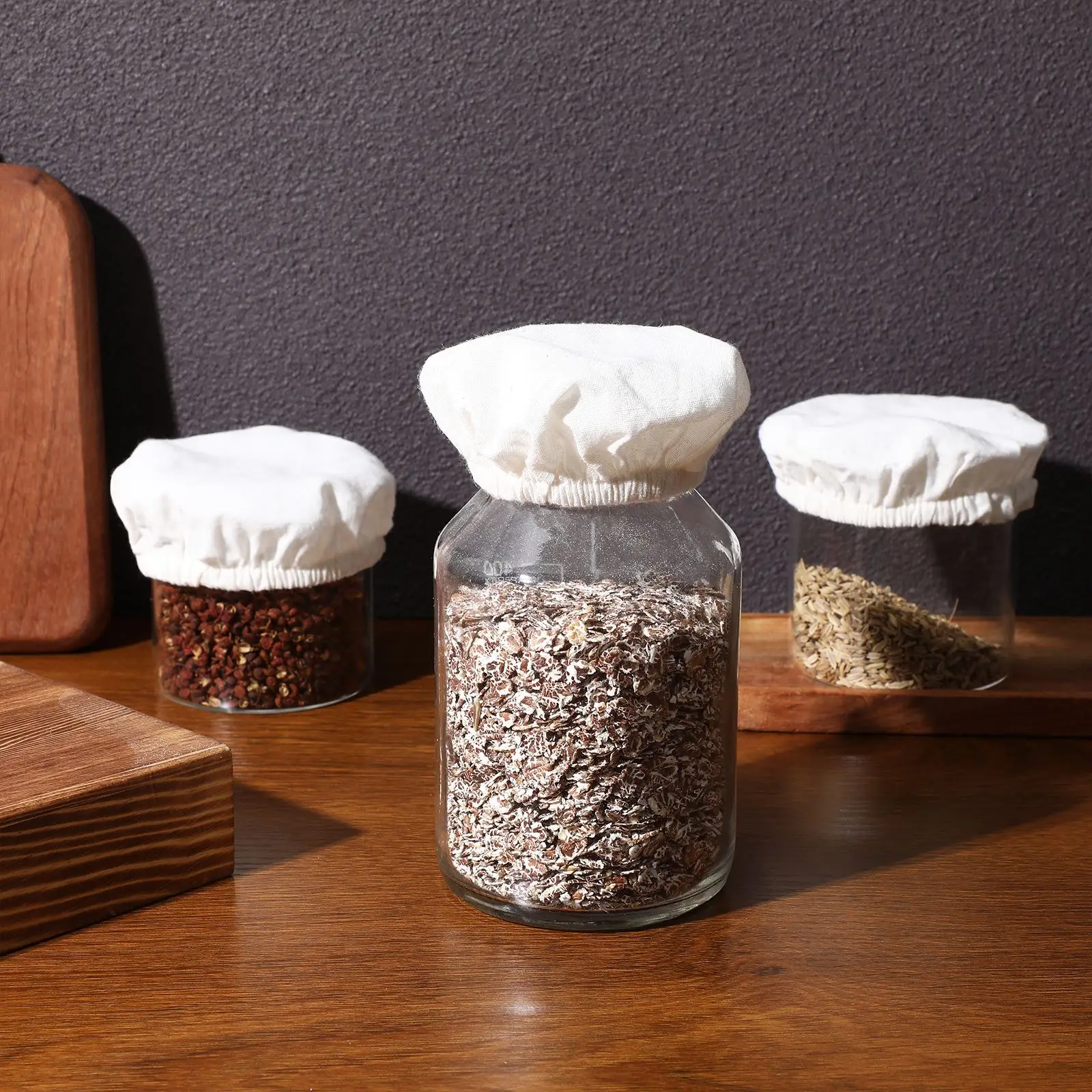 Yeast Fermentation Tank Cloth Cover Sourdough Starter Jar Fabric Lid Stretchy Fermenting Jar Covers Food Bowl Covers 5Pcs