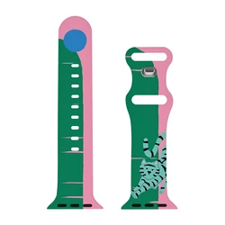 Vibrant Tiger Print Silicone Watch Band - Sport Festival Edition - 38 40 41 mm (Cool Magic Tiger)