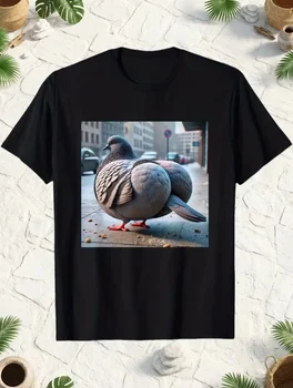 Vintage Distressed Funny Big Booty Pigeon Meme T Shirt Retro Cute Pigeon Graphic Short Sleeve Tee for Men Women Streetwear 1