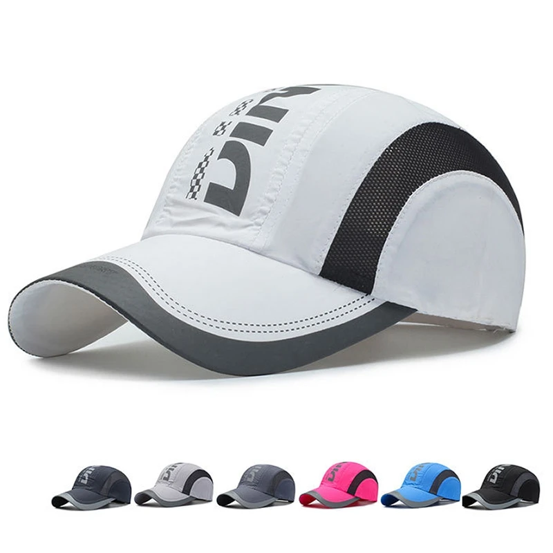 Summer Outdoor Sports Quick Drying Hat Thin Breathable Mesh Anti-UV Shade Letter Printed Sunhat Baseball Traveling Cycling Cap