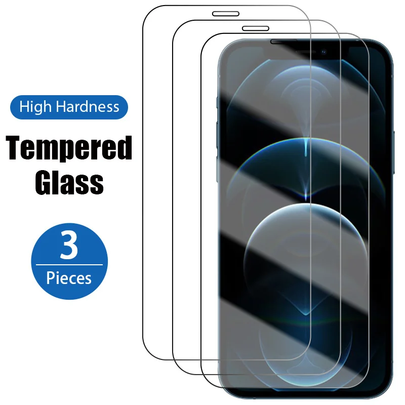 

Защитное стекло для iPhone 11 Pro X XR XS Max, защитная пленка для экрана iPhone 7, 8, 6, 6s Plus, 12 Pro Max, стеклянная пленка, 3 шт.