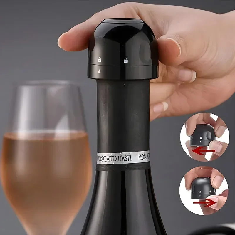 Vacuum Red Wine Champagne Stopper Rotating Lock Bottle Stopper Sparkling Wine Sealing Plug Household Red Cork Bar Tool