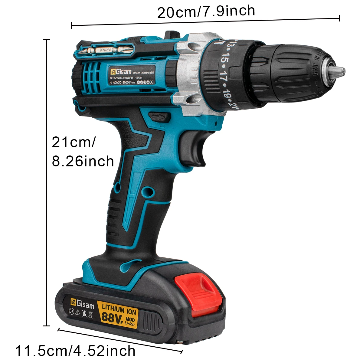 Gisam Cordless Drill Rechargeable Electric Screwdriver Electric Drill Mini Wireless Hand Drill Lithium-Ion Battery Power Tools 6