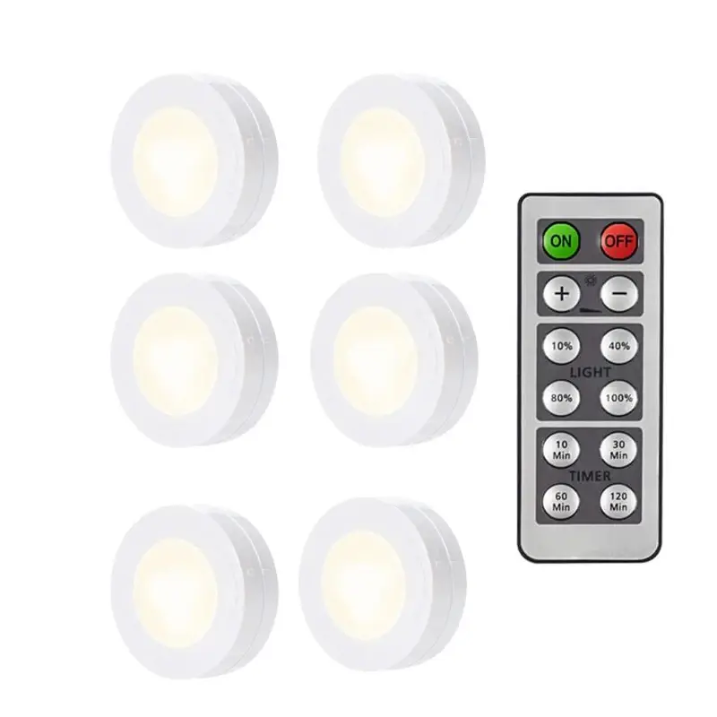 LED Puck Light Wireless Under Cabinet Lights with Remote Control Dimmable Battery Powered Night Lamp for Kitchen Closet Wardrobe - Image 11