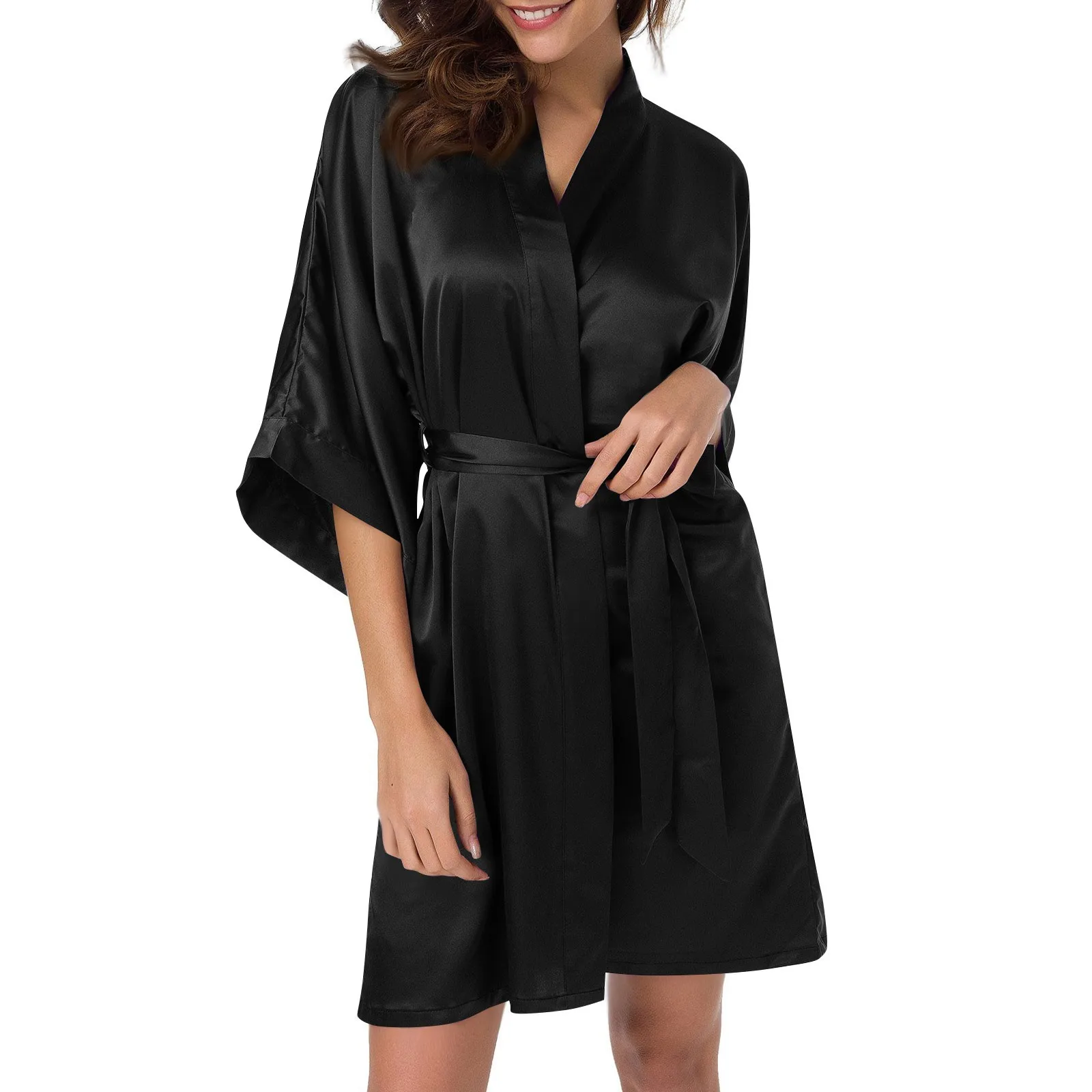 New Satin Robe Simulation Silk Kimono Robe Women Silk Bridesmaid Robes Sexy Solid Color Bridal Dressing Gown Vestidos