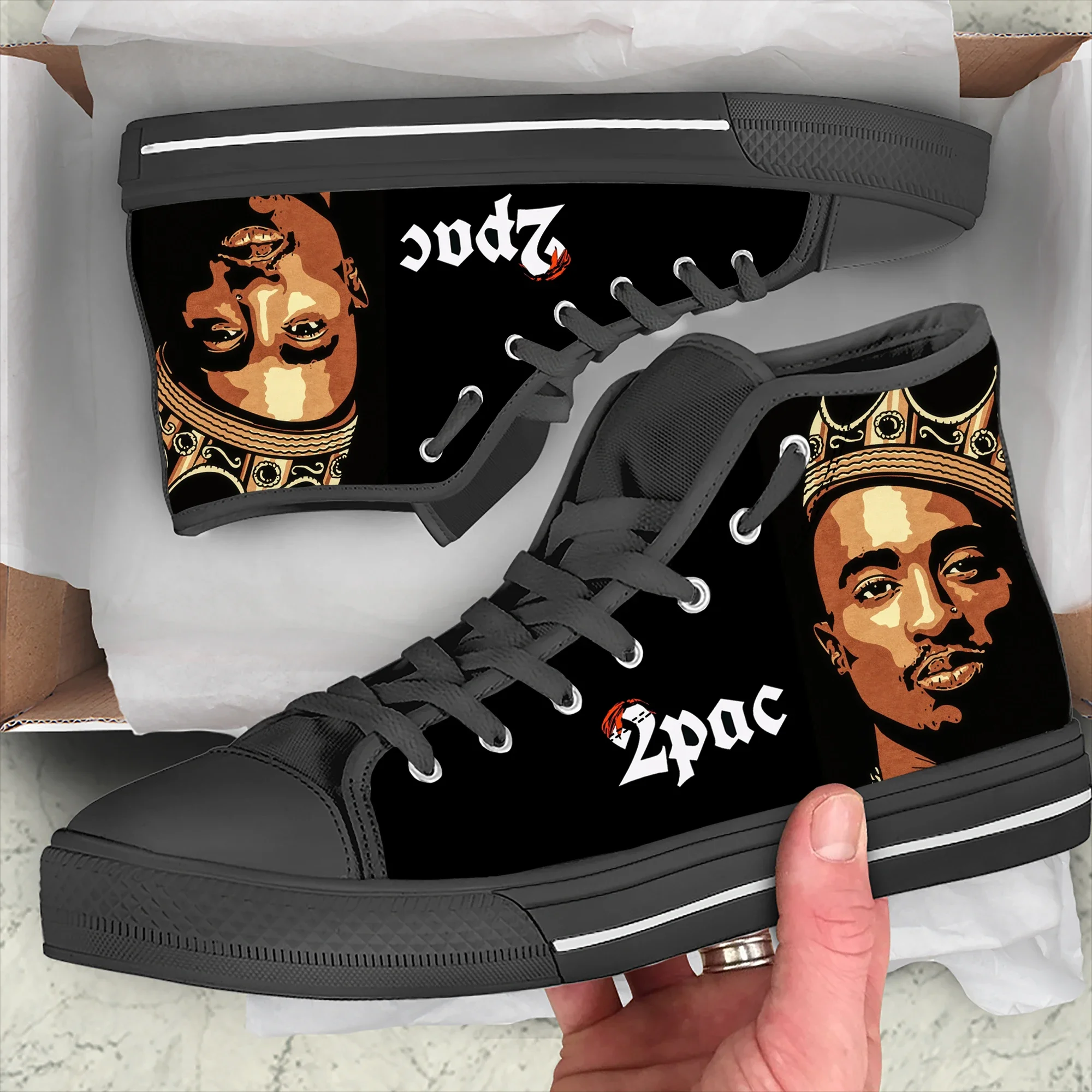 Hot Rap 2pac Tupac All Mens Womens Teenager High Quality High Top Classic Canvas Shoes Casual Couple Shoes Fashion Custom Shoe