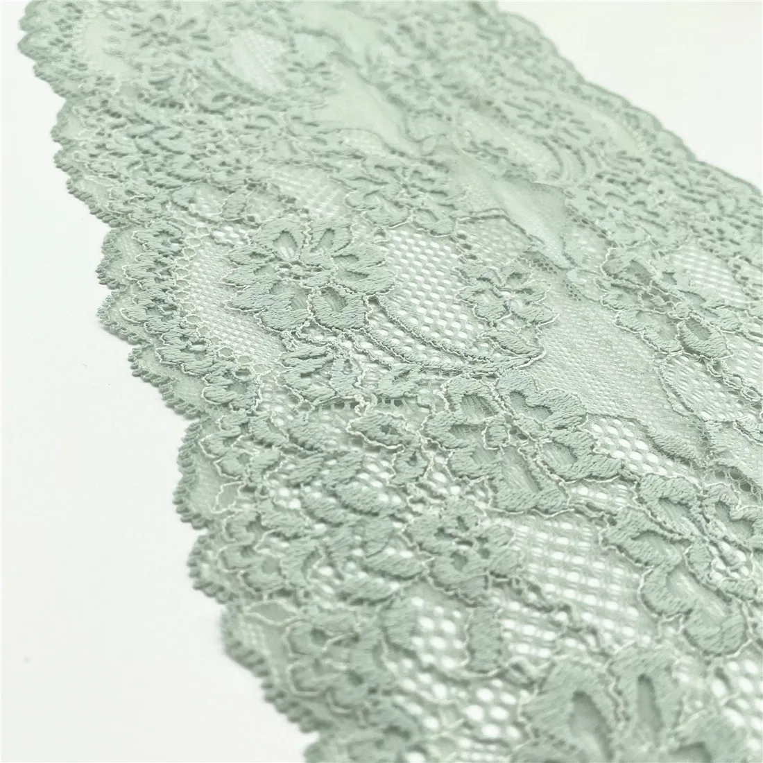 3y/lot Width 17cm Light Green Elastic Stretch Lace Trim 4