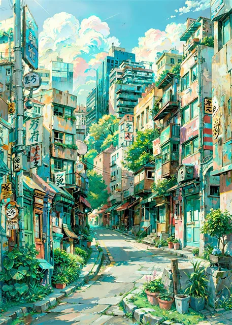 thumbnail image 1 of Pósteres e impresiones en lienzo de arquitectura de Sakura con paisajes callejeros japoneses, pinturas de arte mural para decoración del hogar y sala de estar moderna, 1 of 5
