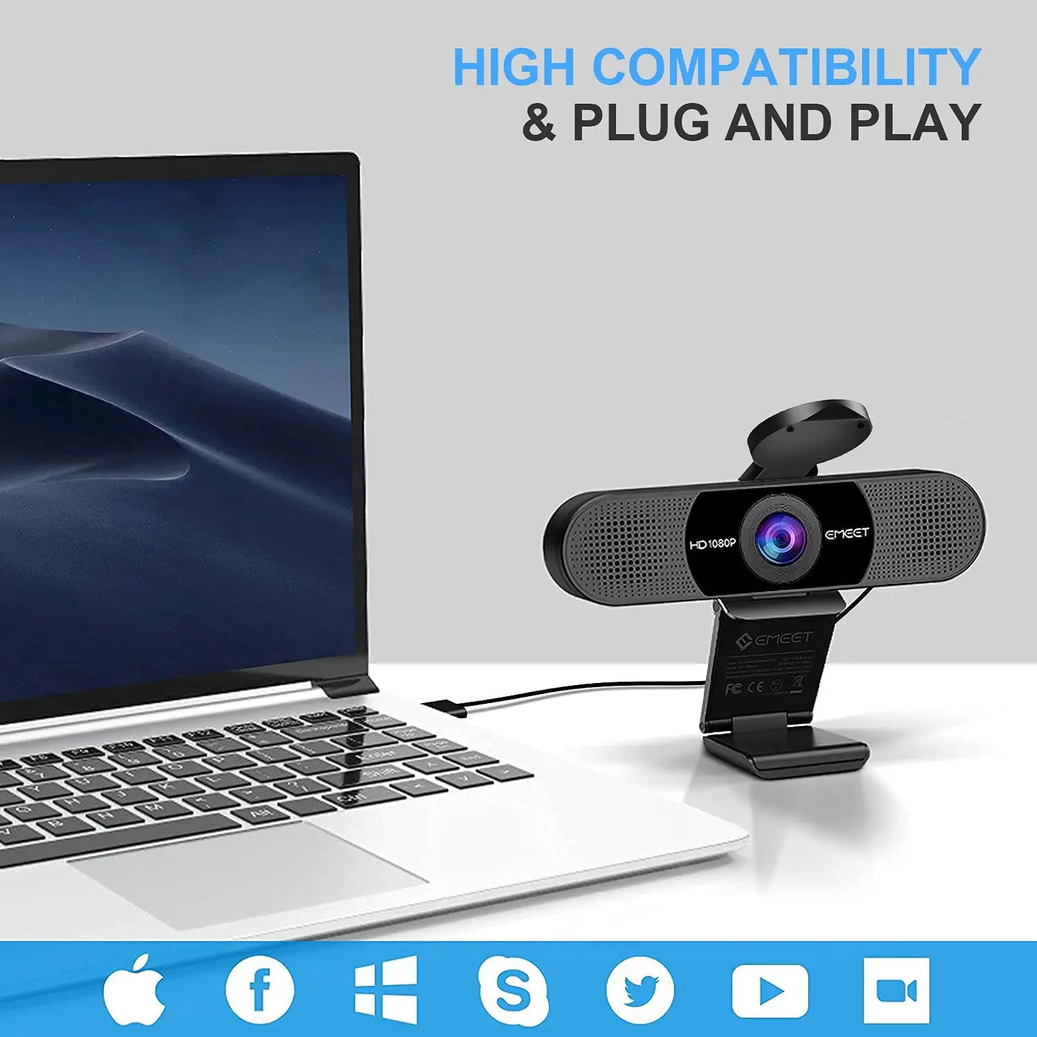 Webcam 1080P Full HD Web Camera with Microphones USB for PC Desktop Laptop Video Meeting EMEET Camera for Zoom pc webcam,pc web camera,computer camera