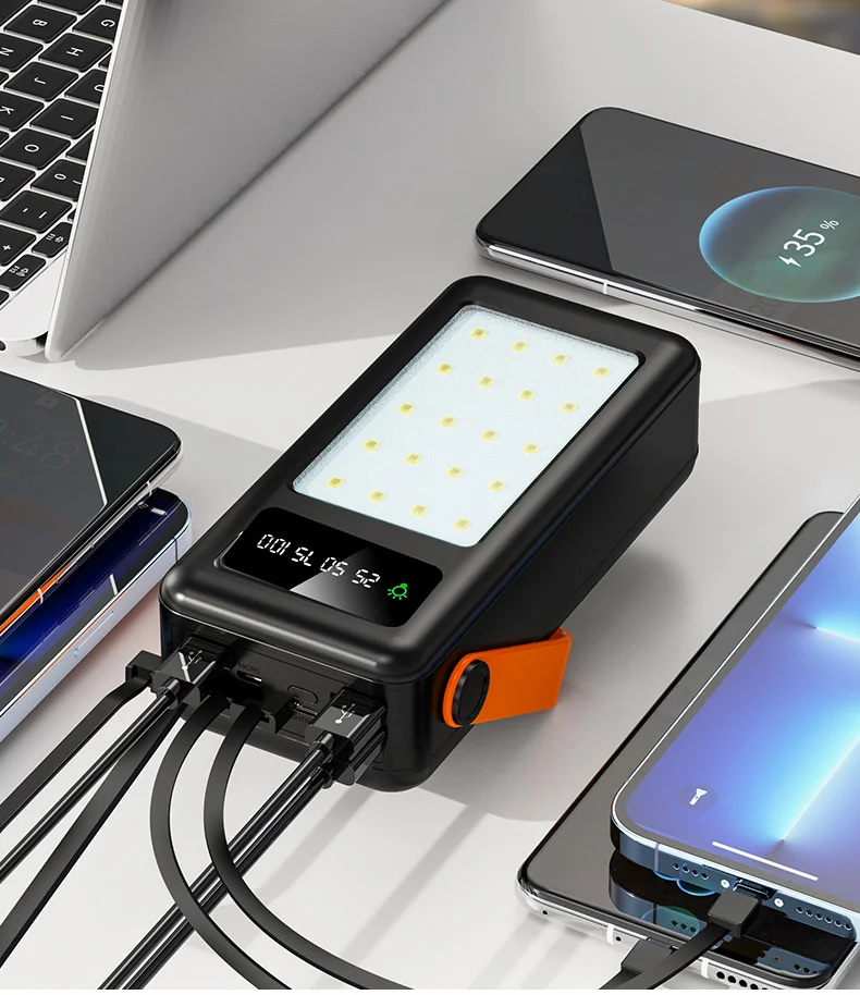 50000/100000mAh large capacity Portable Power Bank Outdoor camping lights External Battery Charger For Smartphone Built in Cable