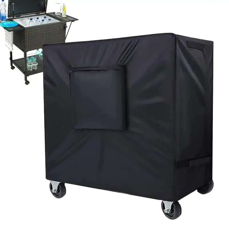 Outdoor Cart Cover Ice Chest Rolling Cooler Waterproof Cover Heavy Duty Sturdy Outdoor Bar Cart Sunlight Rain Protection For