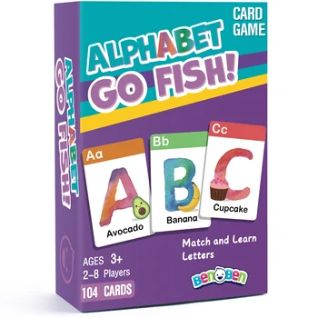 BenBen Alphabet Go Fish Card Game for Kids,104 Cards, ABC Learning Playing Cards, Memory Matching Games, 2-8 Players, Ages 3 + 1