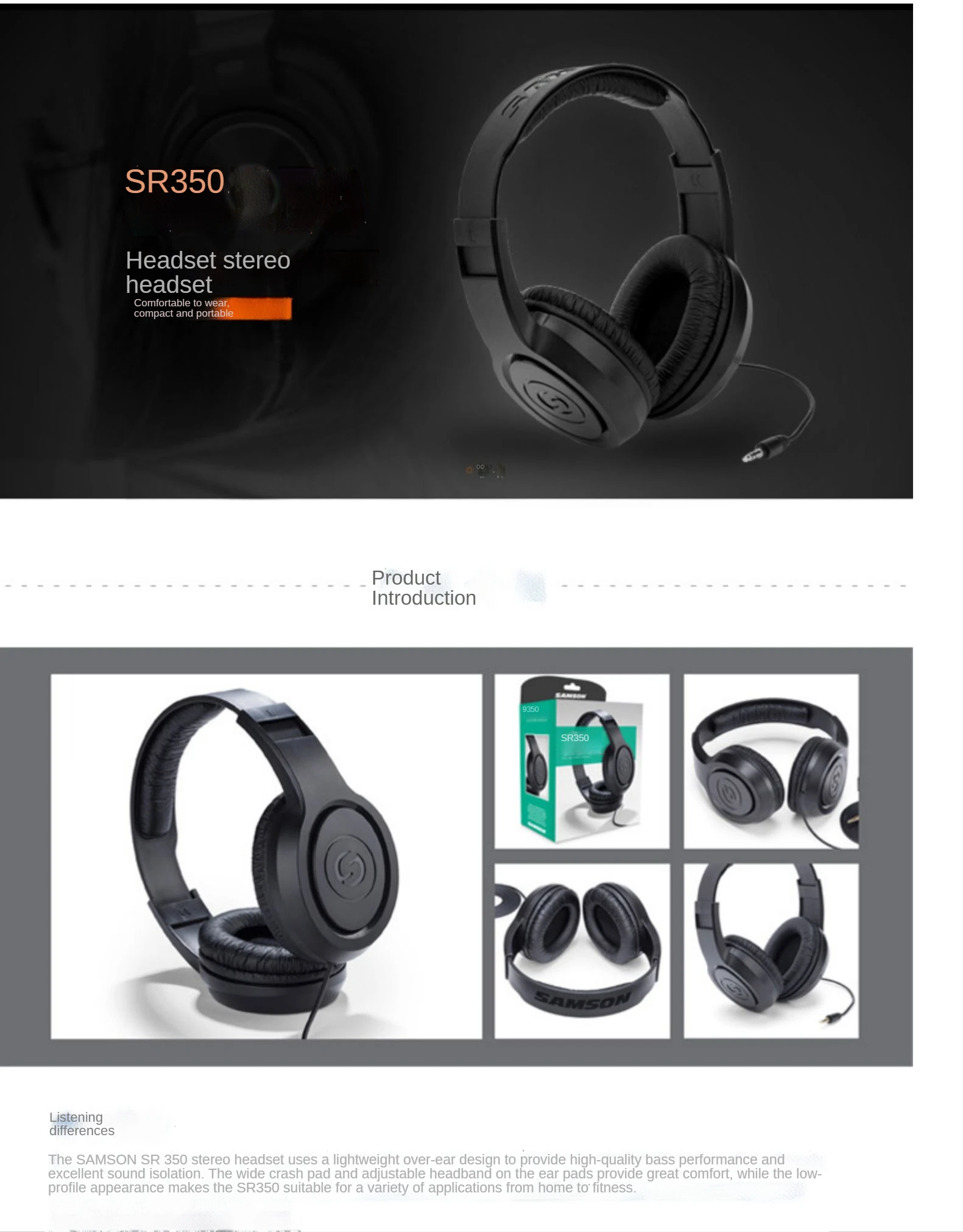 Samson SR350 Over ear Stereo Headphone 