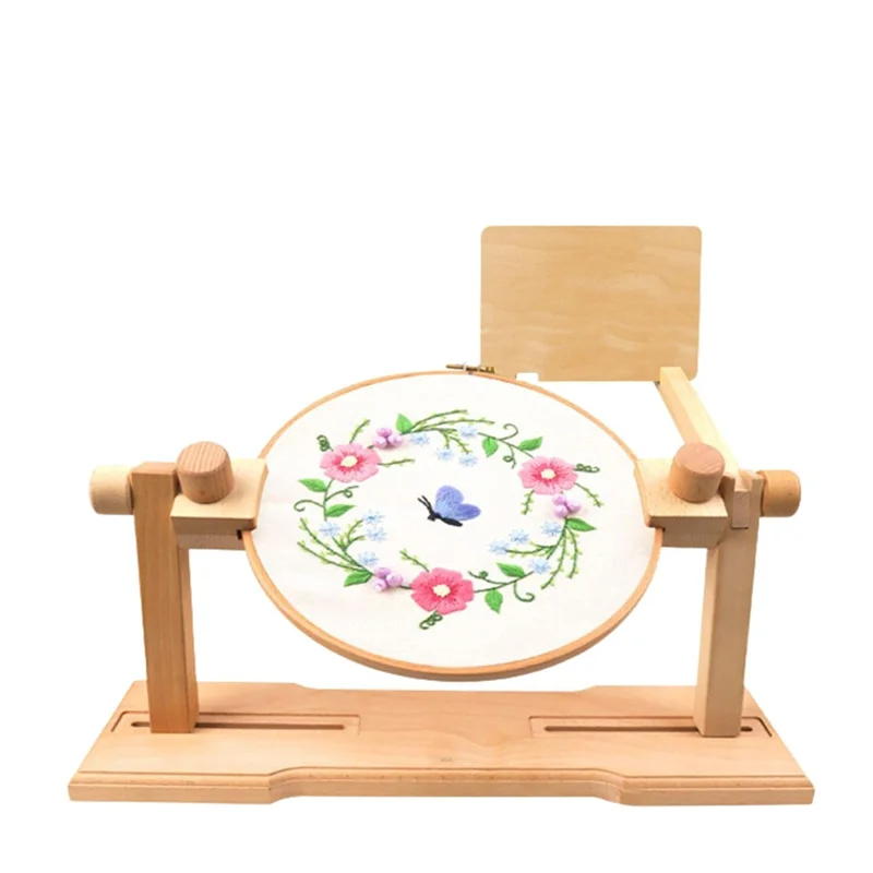 Adjustable Embroidery Hoop Holder, Crossstitch Supplies Rotated Embroidery Lap Stand With 3 Hoops