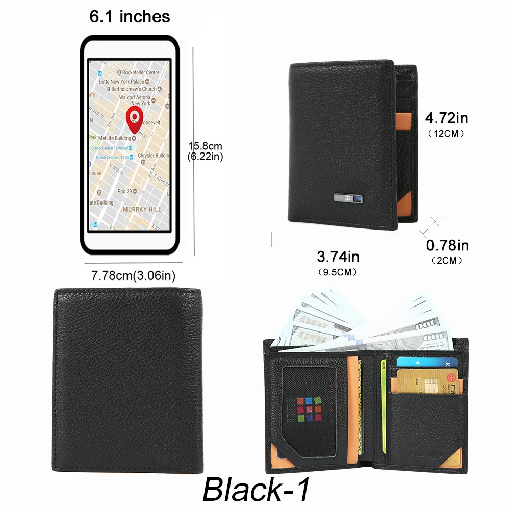 Smart Wallet Bluetooth Anti Lost Genuine Leather Men Wallets Soft