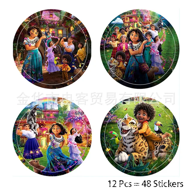 12Pcs Disney New Movie Encanto Birthday Party Sticker Mirabel Abuela Alma Party Mineral Water Bottle Label Birthday Supplies 2