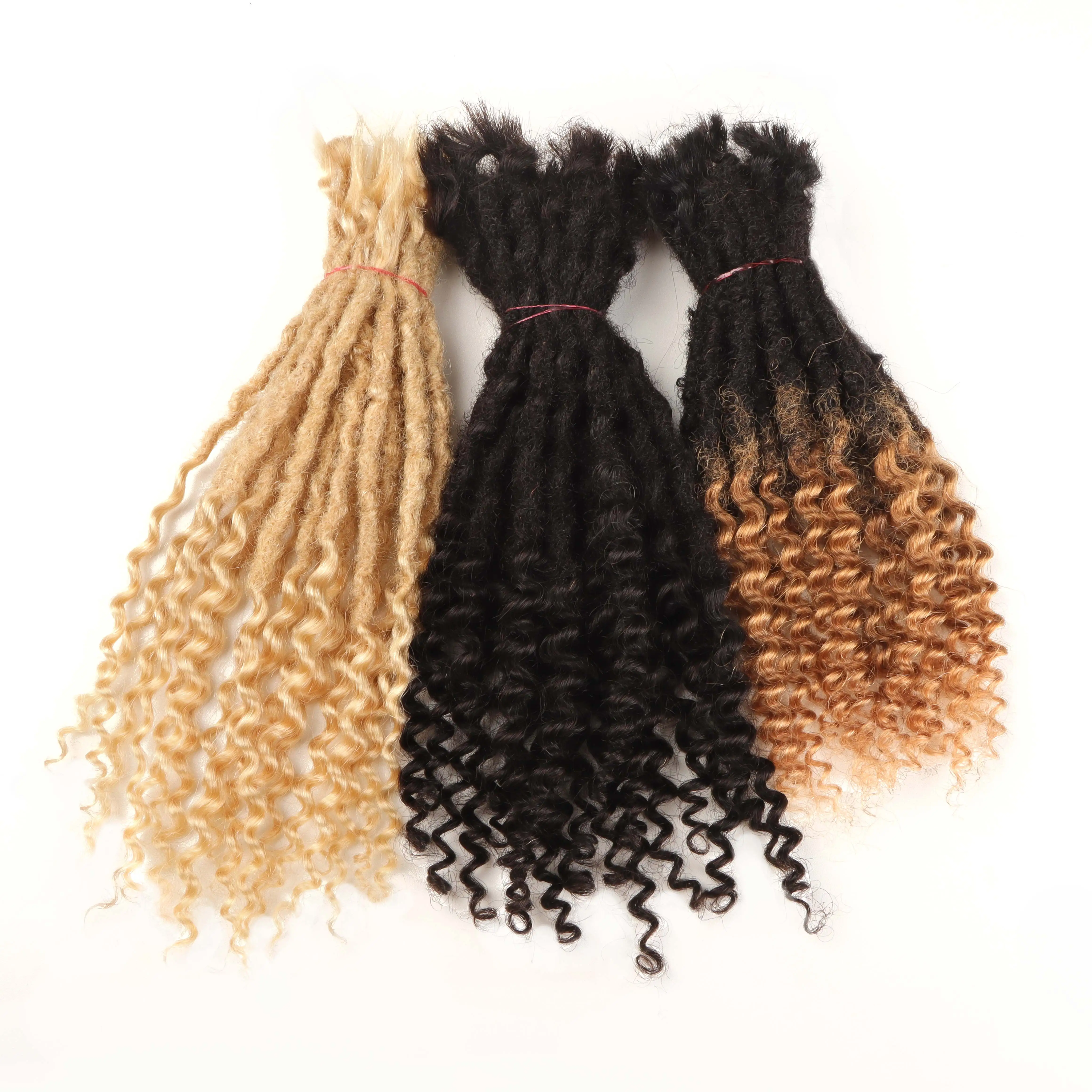 AHVAST 0.4cm 0.6cm 0.8cm Width 100%Human Hair Textured Loc Extension Natural Hair Curly Hair,Full Handmade Permanent