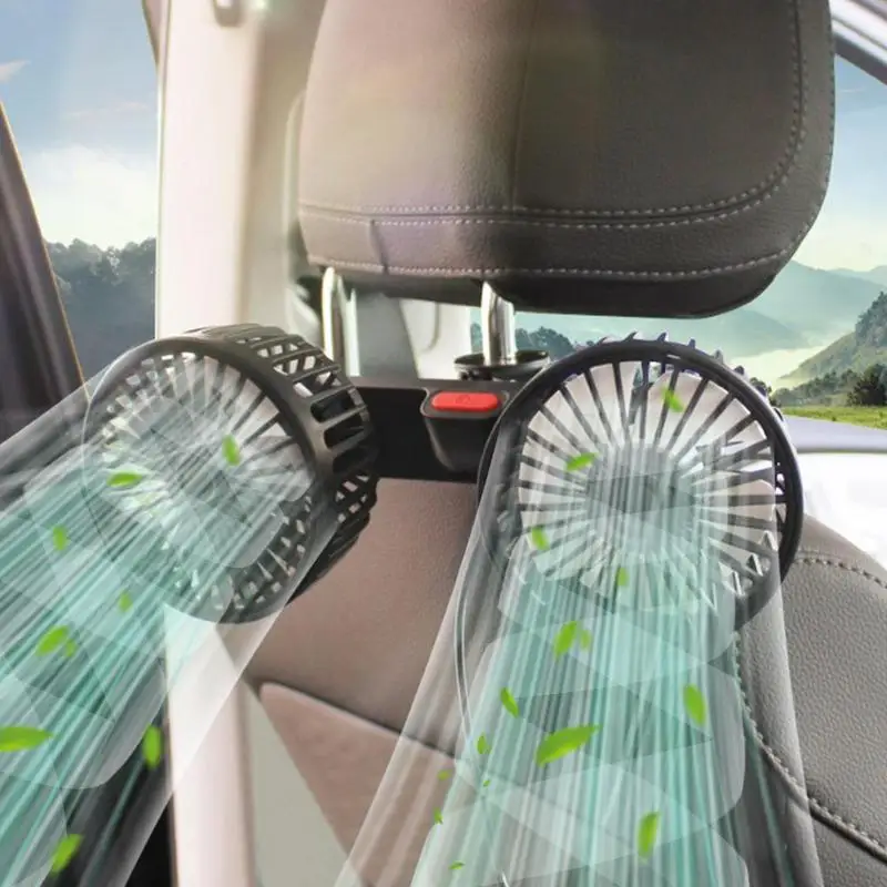Car Seat Back Cooling Fan USB Charge Dual Head Fan 360 Degree Rotation Auto Headrest Ventilation Neck Cooler Car Interior car fan