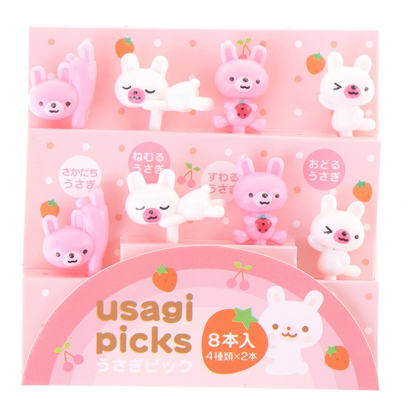 8Pcs Animal Farm Dinosaur Fruit Fork Mini Cartoon Children Snack Cake Dessert Pick Toothpick Bento Lunches Party Decoration