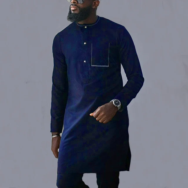 Dayo Round Neck Long Sleeve Kaftan Outfit - Image 3