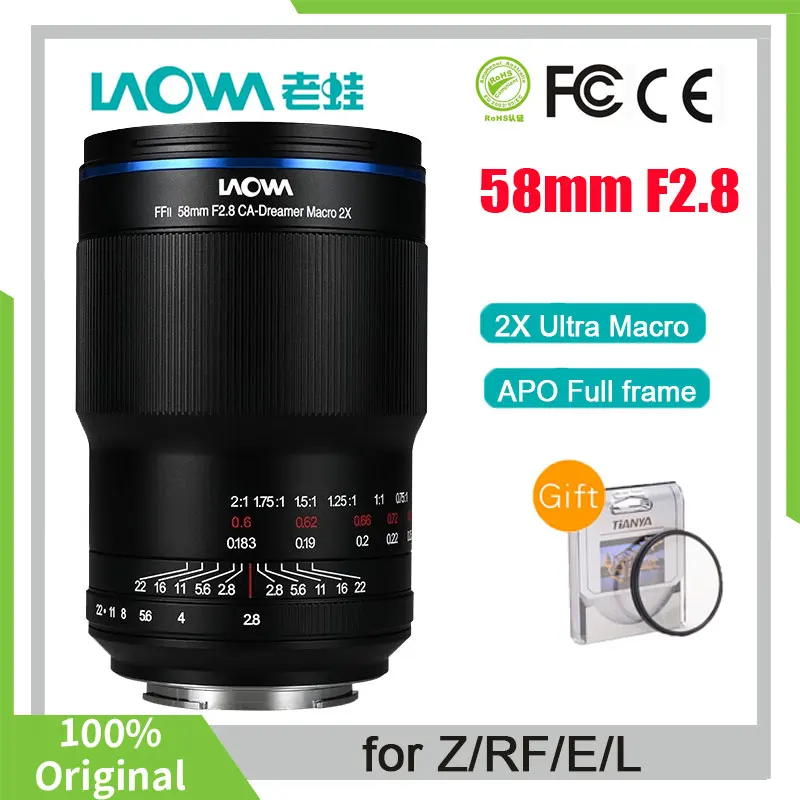Venus Optics Laowa 58Mm F2.8 2X Obiettivo Ultra-Macro Apo Full Frame 2:1 Obiettivo Macro Per Fotocamera Per Canon Rf Nikon Z Sony E L Mount