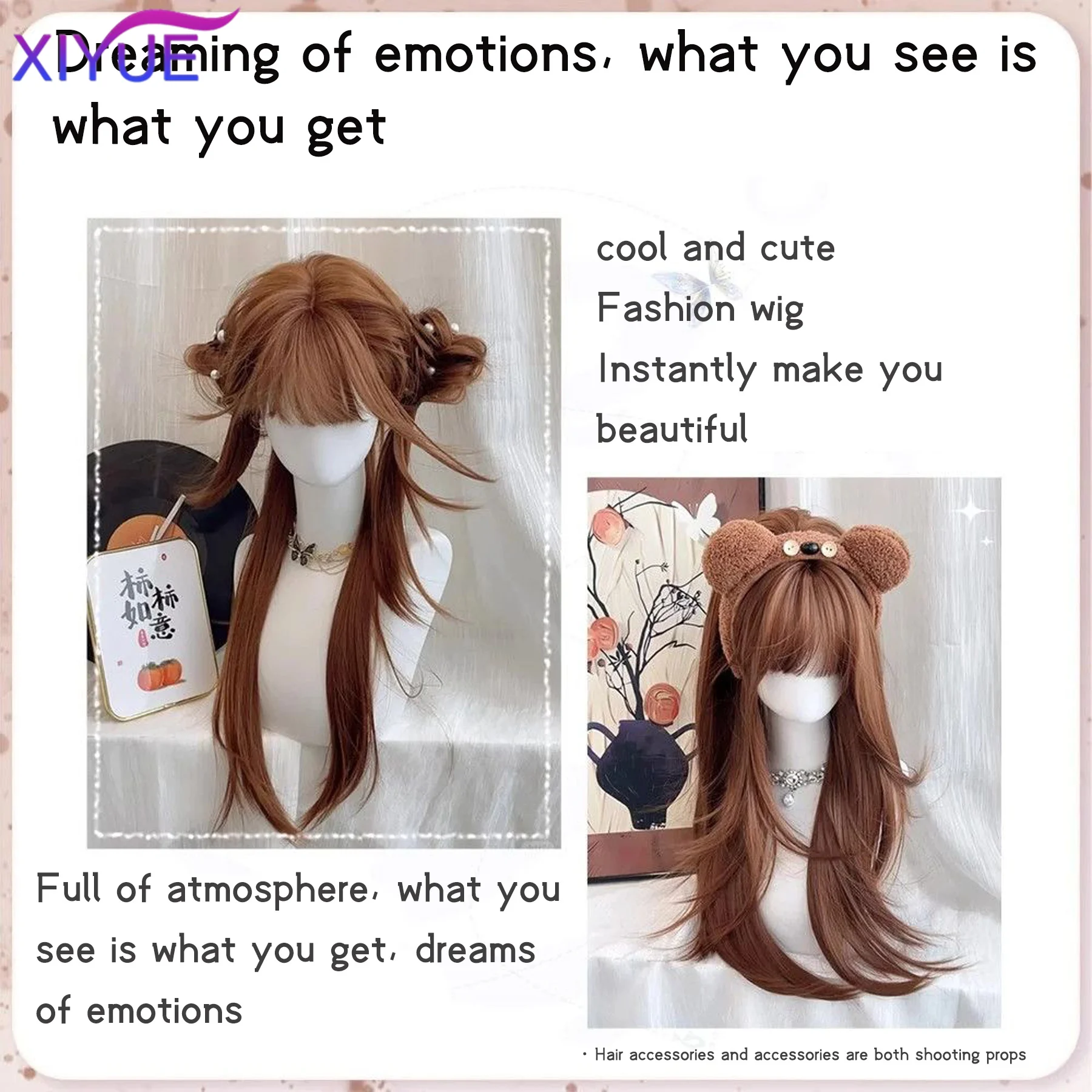 30 Inch Straight Synthetic Wig Layered Dark Orange Heat-Resistant Natural Smooth Hair Stylish Party Bangs Wigs For Women