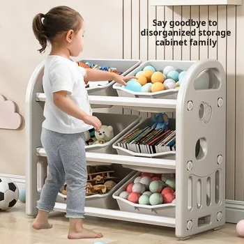 Toy Storage Cabinet with Classification Boxes & Bookshelf 1
