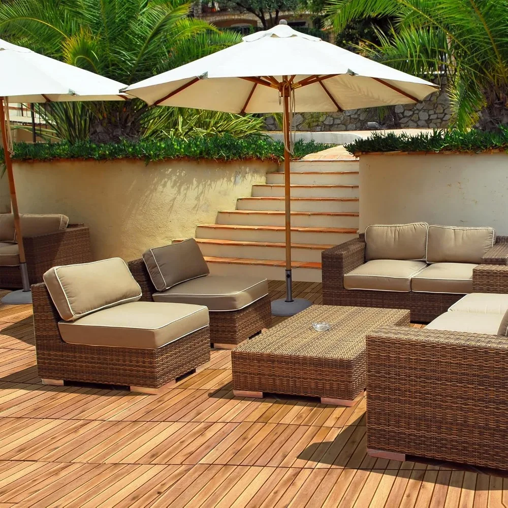 27 PCS Interlocking Patio Deck Tiles,12 x 12in Hardwood Floor Tiles, Tools Free Assembly, 27 sq. Ft Wood Composite Deck Flooring