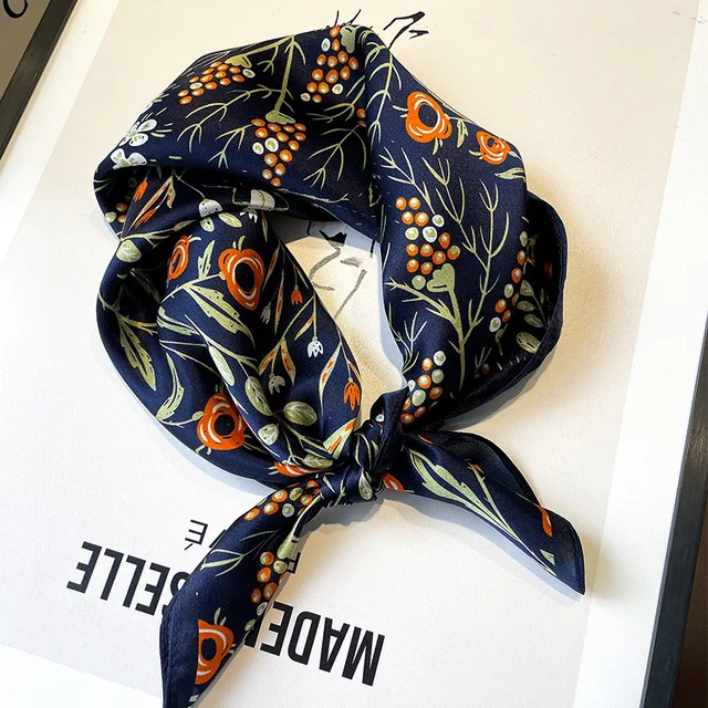 Scarf 100% Silk Bandana Women Square Scarves Wrap Kerchief Mulberry Spring Fashion Luxury High Quality Headband Hijab Shawls 28131-2
