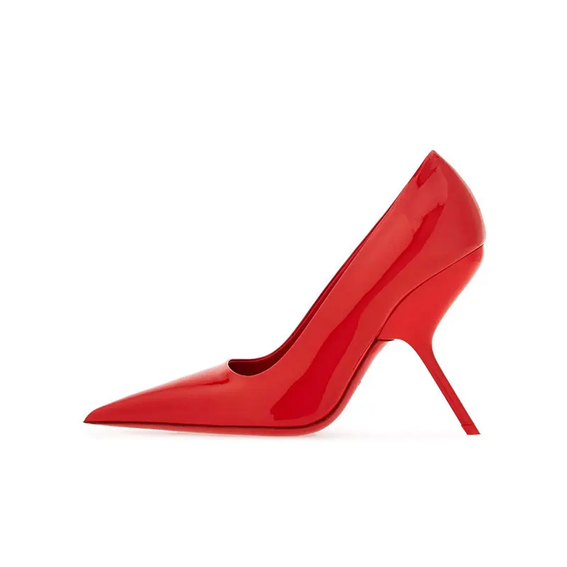 Arden Furtado 2024 Women's shoes Patent Leather Pointed toe Asaguchi Office lady stiletto Super high heel Sexy pumps large size 6