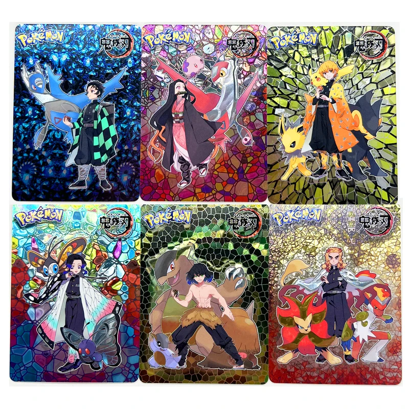 

6pcs/set Pokemon Charizard Cosplay Demon Slayer Toys Hobbies Hobby Collectibles Game Collection Anime Cards