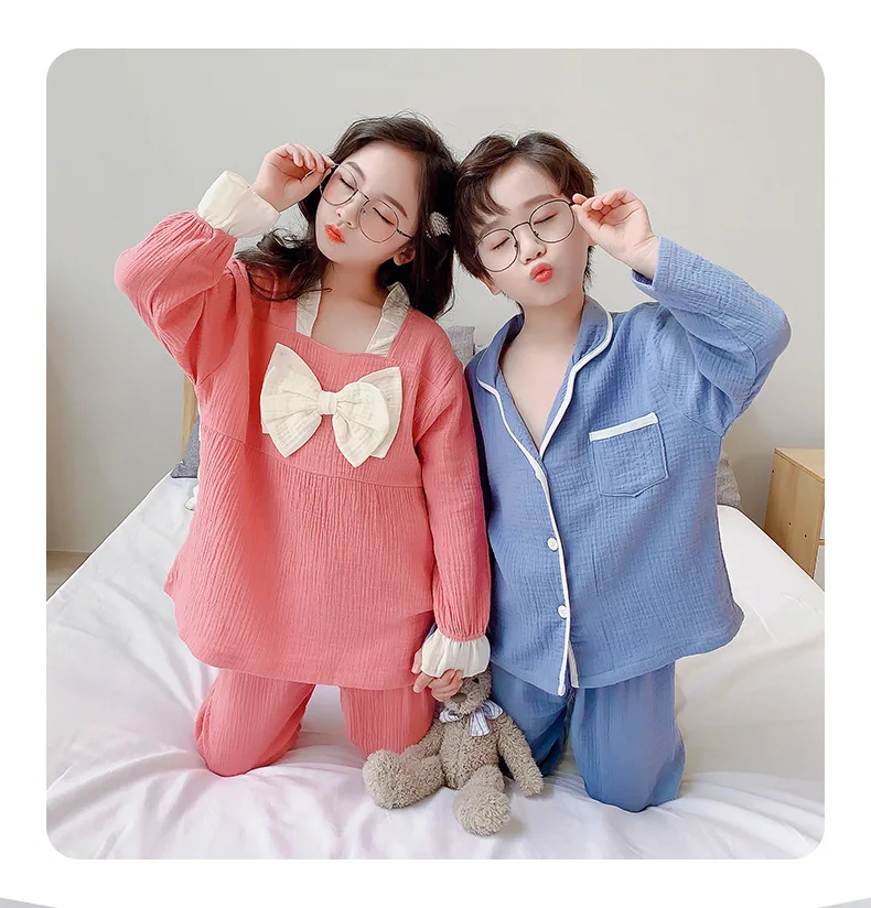 Sleepwear & Robes classic Kids Pajamas Spring Girls' Sleepwear Set Cotton Homewear Clothes Pure Cotton Cute Boys Girls Children's Home Clothes Set pajama sets baby boy